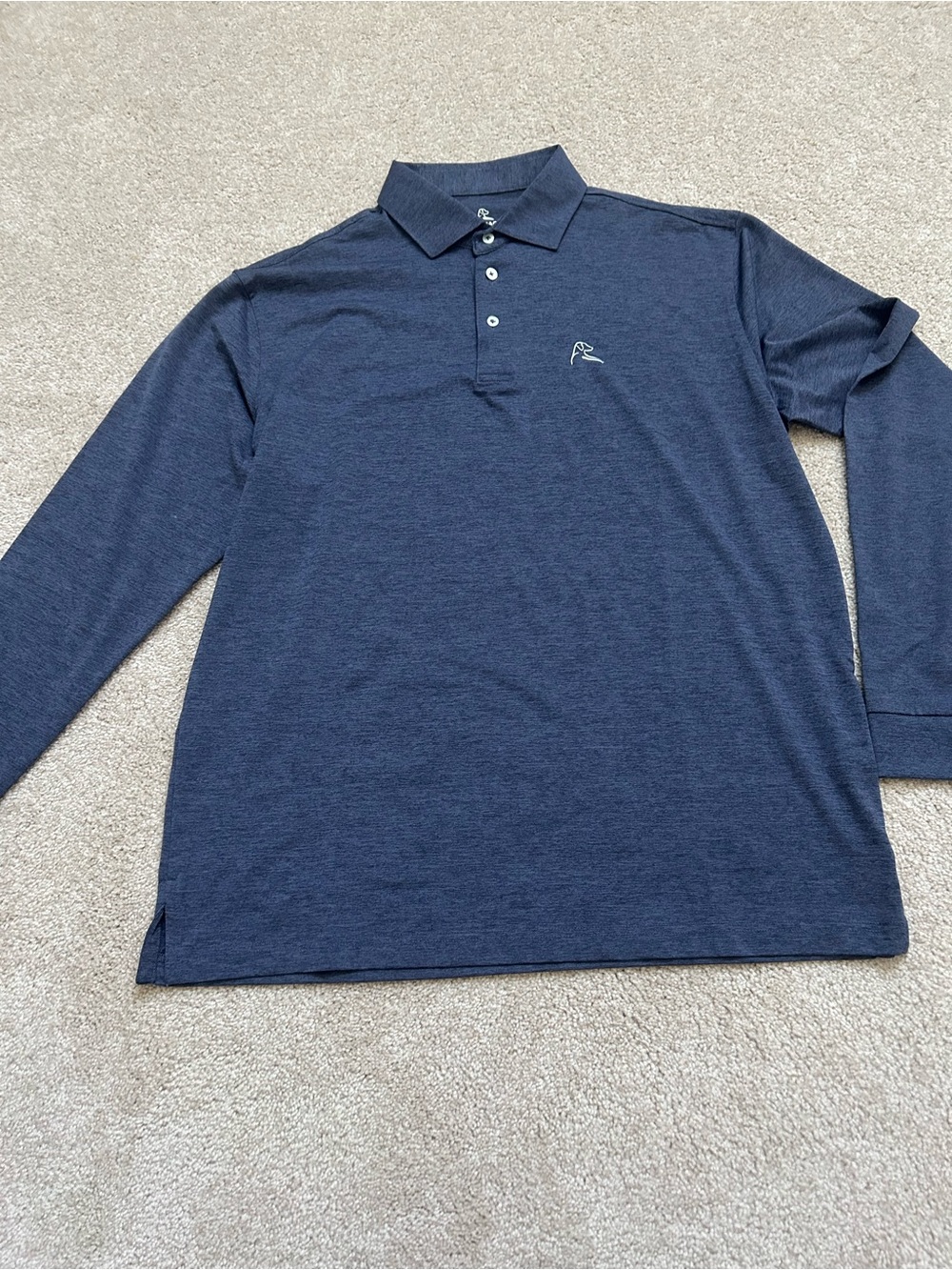Rhoback Men's Long Sleeve Polo - Navy Blue